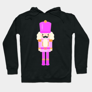 Pink on Pink Christmas Nutcracker Toy Soldier Graphic Art - Black Background Hoodie